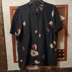 Madewell Black and Red Blouse with Striking Print